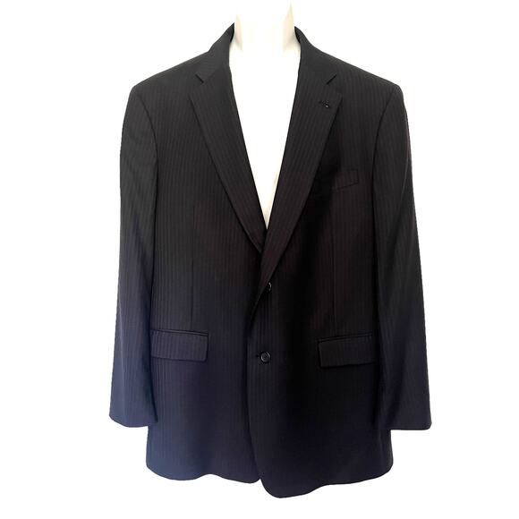 Vtg 90s PinStripe Mens Blazer 46R Preppy Wall Street USA Business Y2K Sopranos - Picture 1 of 16